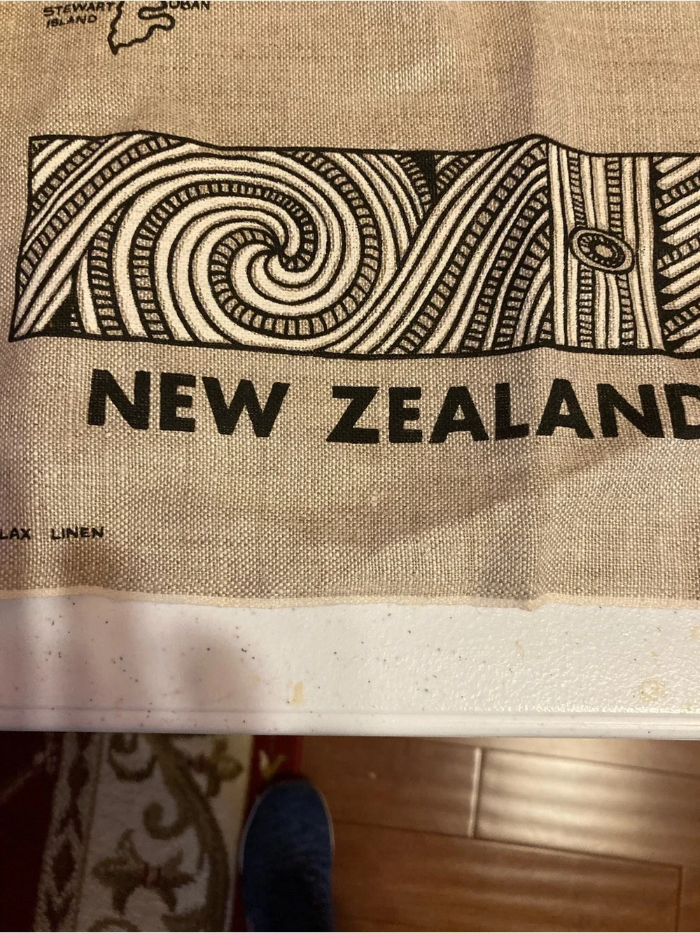 New Zealand Linen Tea Towel — Natural with Black Print